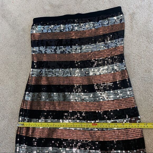 WILLOW And Clay sequin striped strapless dress cocktail party Vegas clubwear M - Picture 10 of 11